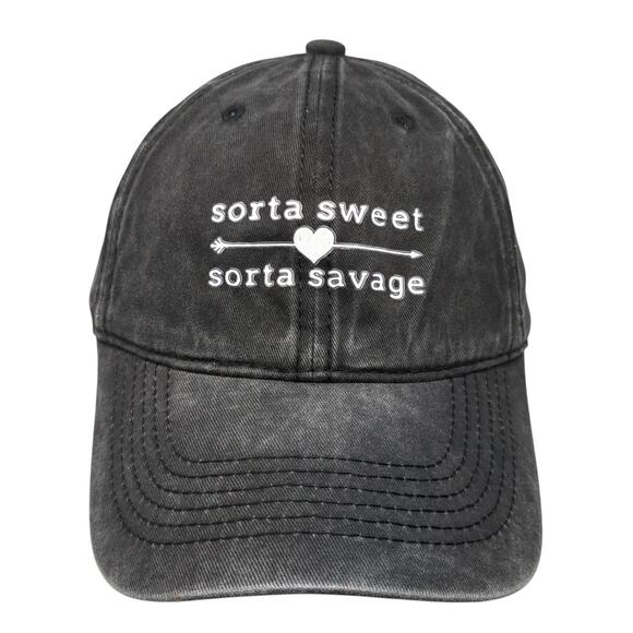 Sorta Sweet Sorta Savage Slideback Baseball Cap Black One Size Mu Shang Cap - Picture 1 of 9